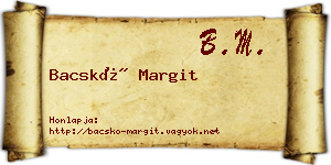 Bacskó Margit névjegykártya